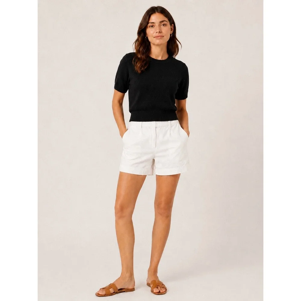 J.Crew Women Cashmere Shrunken T Shirt Sweater S Black Crewneck Quiet Luxury